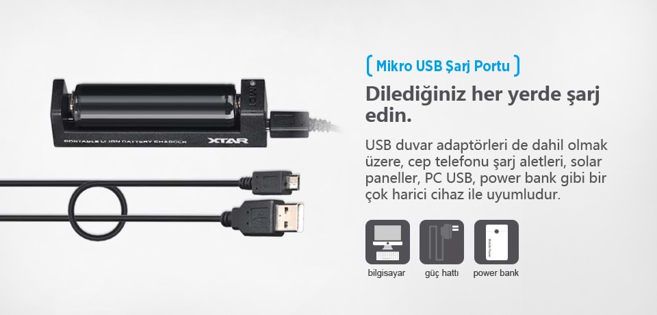 Xtar MC1 Mikro USB Şarj Portu