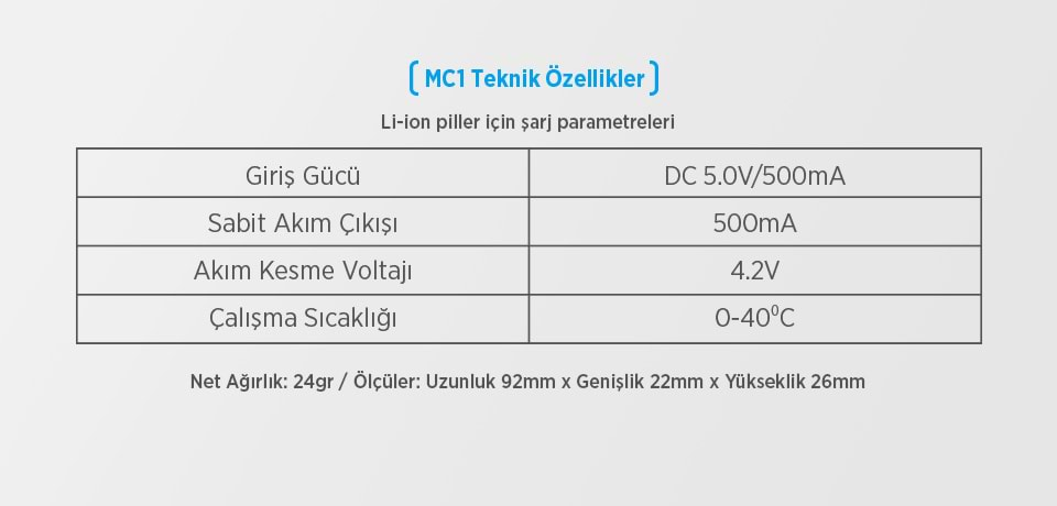 Xtar MC1 Teknik Özellikleri