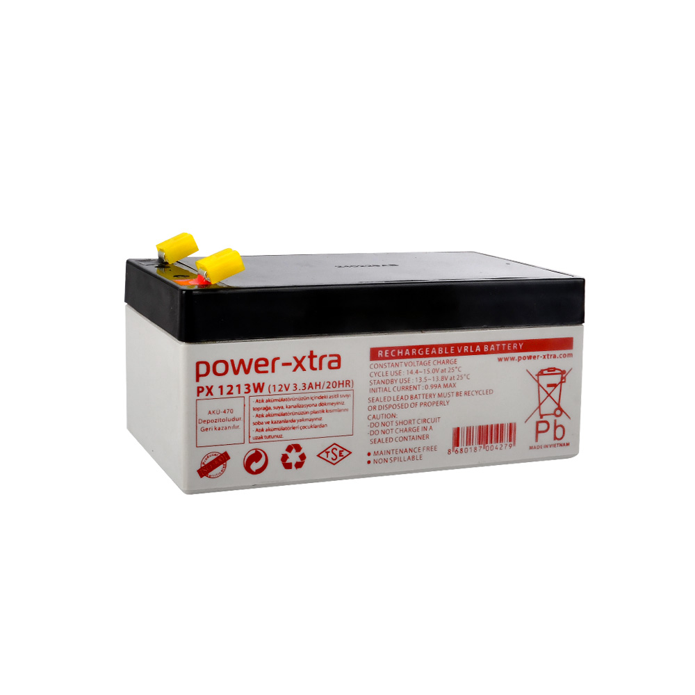 Power-Xtra PX1213W - 12V 3.3 Ah Bakımsız Kuru Akü -F1 