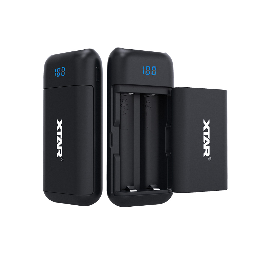 Xtar PB2 - Power Bank ve Taşınabilir Li-ion Pil Şarj Cihazı - Siyah - 2li