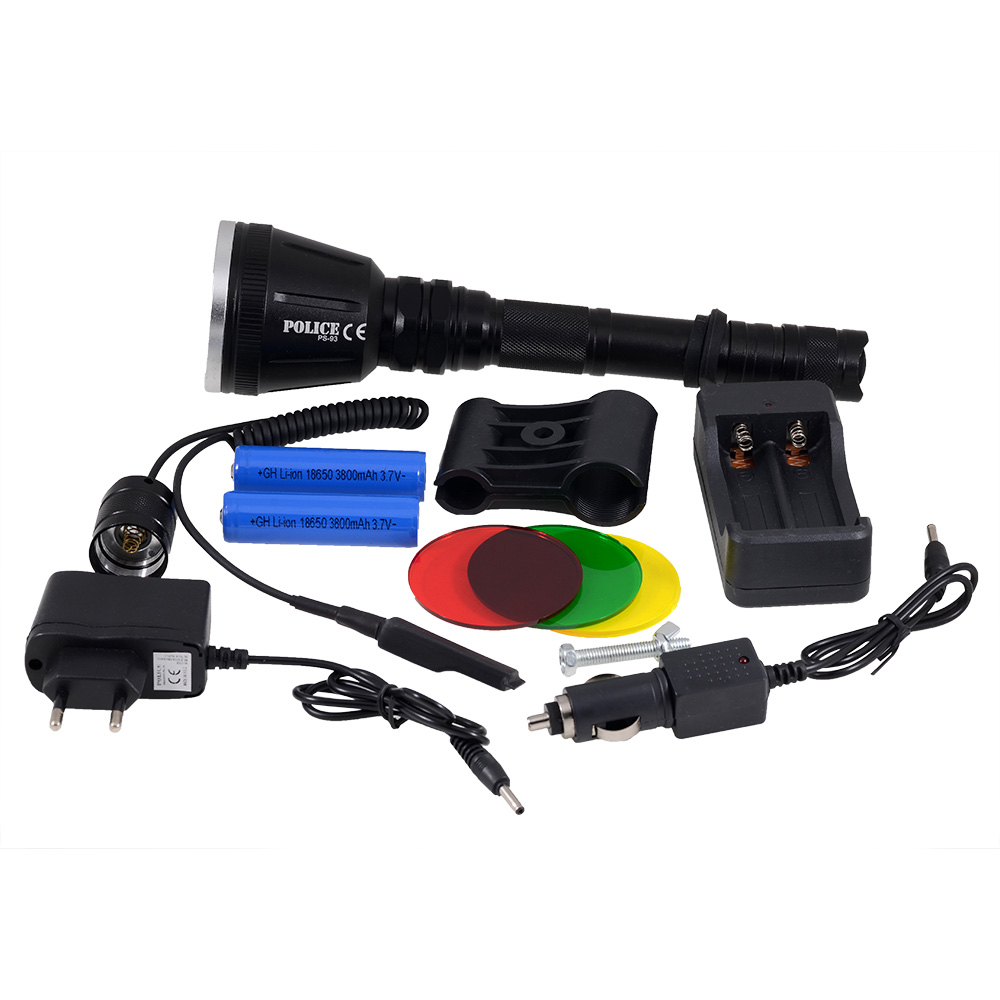 Police PS-93 T6 Led Tüfek Aparatlı Şarj Edilebilir El Feneri 2x18650 