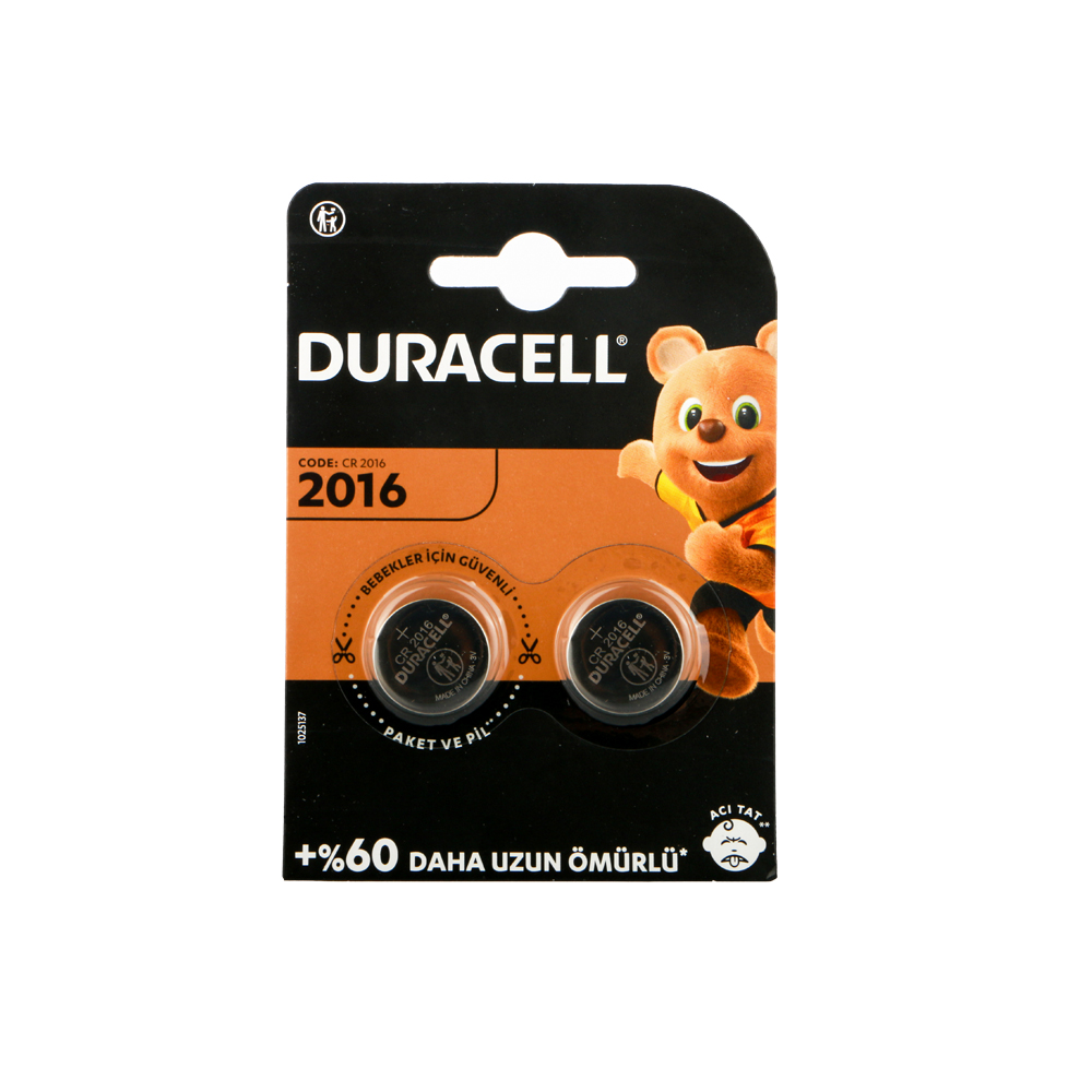 Duracell CR2016 Lithium 3V Pil 2li