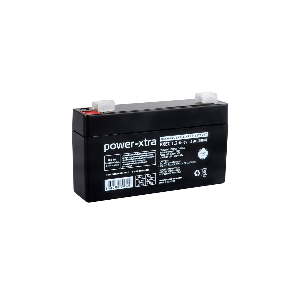 Power-Xtra EcoLead Series - PXEC1.2-6 - 6V 1.2 Ah Kuru Akü - F1 