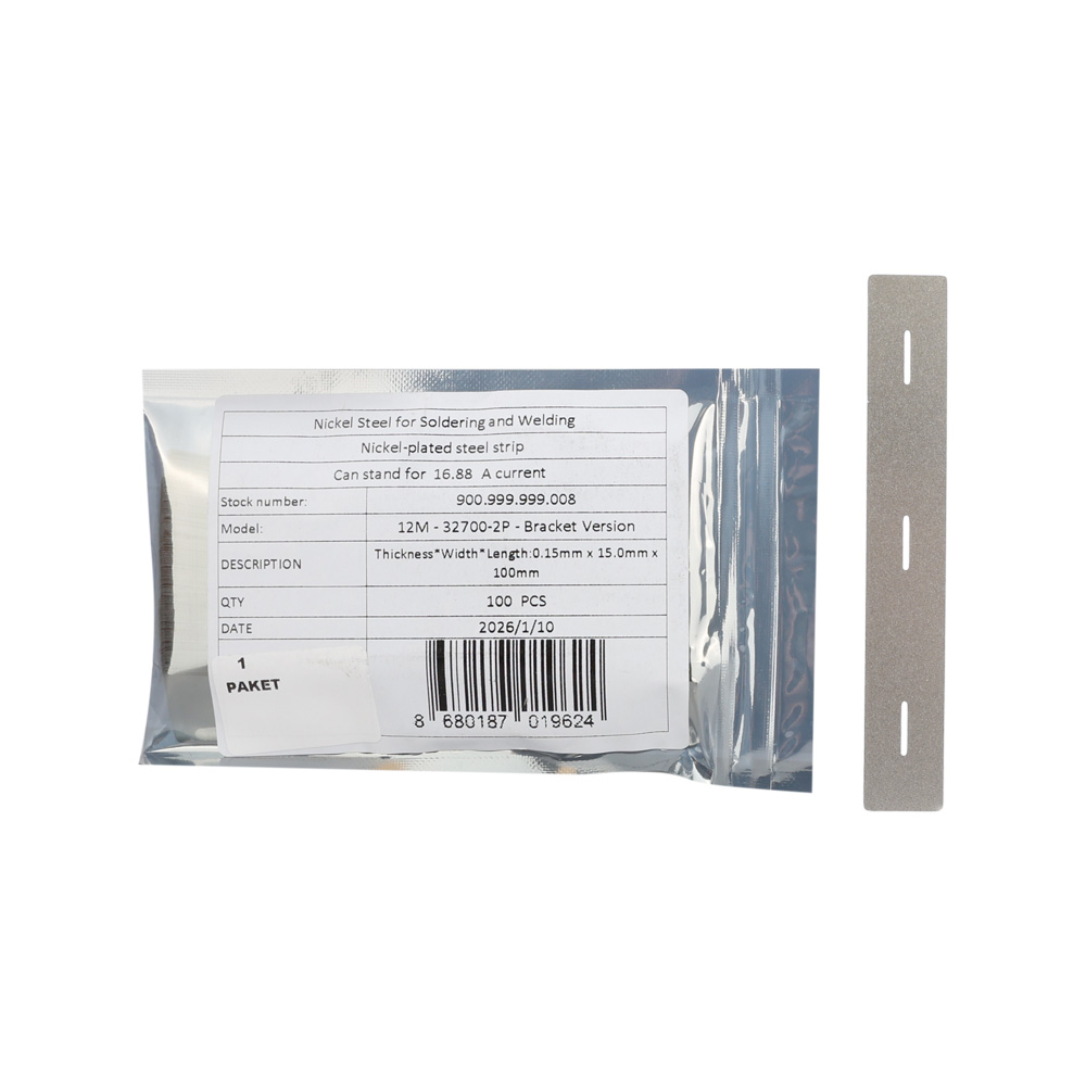 12M - 0.15mm x 15.0mm x 100mm - 32700-2P - Bracket Version - Nikel Metal - 10 cm Kesilmiş - 100lü Paket - 10 Metre