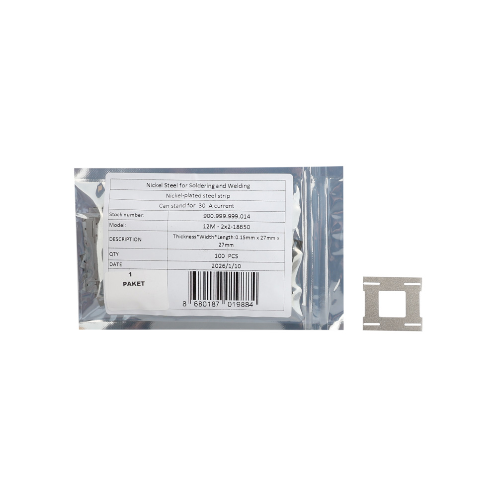 12M - 0.15mm - 27.0mm*27.00mm - 2x2-18650 - Bracket Version - Lehim Tutan Nikel Metal - 100 lü Paket
