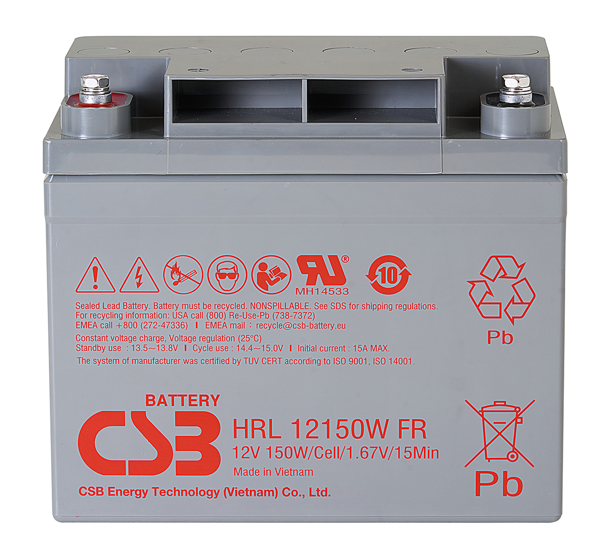 CSB HRL 12150W FR - 12V 150W 37.5 Ah Bakımsız Kuru Akü