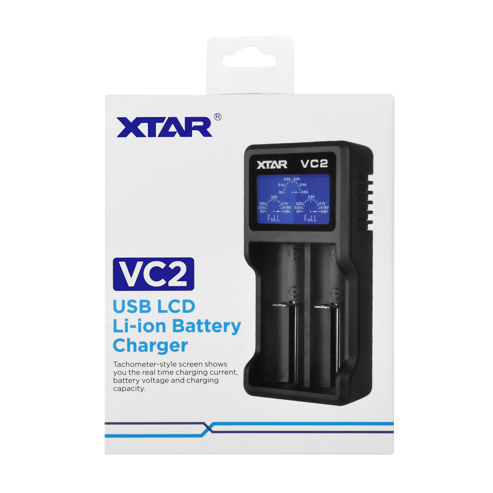 Xtar VC2 - Taşınabilir LCD Ekranlı Li-ion Pil Şarj Cihazı - 2li 