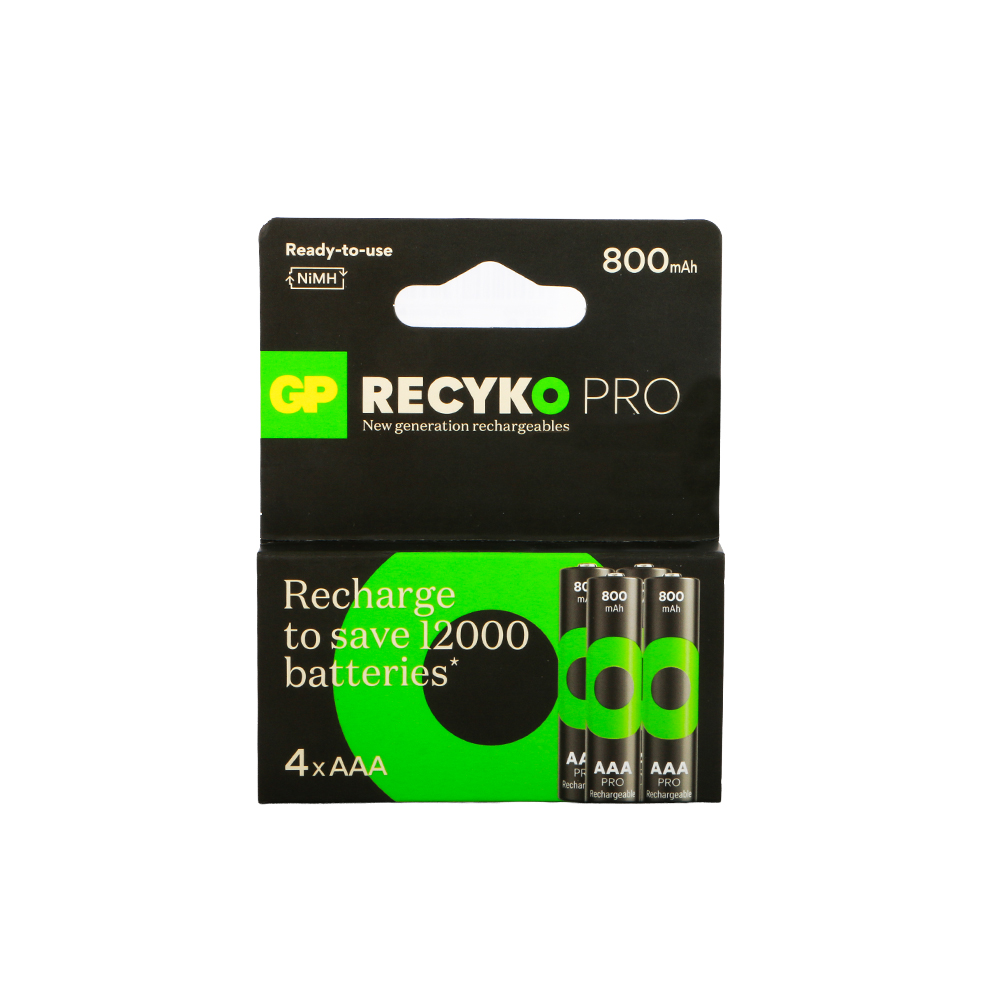 GP Recyko Pro AAA 800 mAh İnce Kalem Pil 4lü